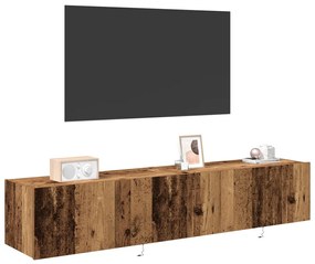 LED-es világítással ellátott TV faliszekrények 2 db Régi fa 80x35x31 cm