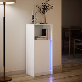 fehér szerelt fa tálalószekrény LED-del 42,5 x 34 x 100 cm