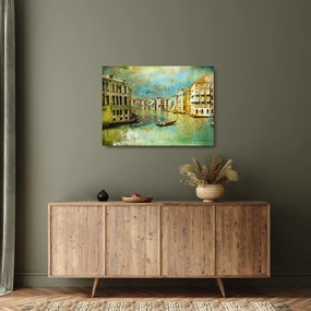 Kép - velencei csatorna és gondolák (üvegen) (70x50 cm)