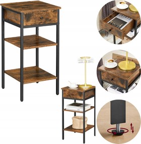 Éjjeliszekrény Fiókkal 2 polcos Oldalsó asztal Praktikus rusztikus Loft