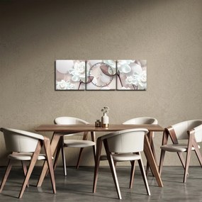 Kép - Rózsa virágok (órával) (90x30 cm)