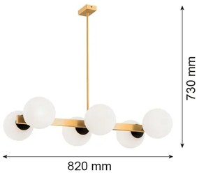 Argon 2549 - Csillár rúdon FREEMONT 6xE27/15W/230V arany/fehér/fekete