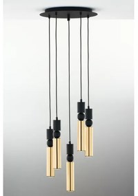 Jupiter 2017 - Csillár zsinóron ALAS 5xGU10/10W/230V arany/fekete