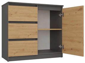 1D3S komód, antracit-tölgy