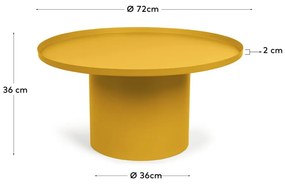 Mustársárga fém kerek dohányzóasztal ø 72 cm Fleksa – Kave Home