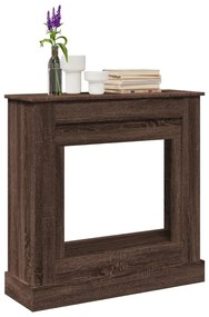 barna tölgy színű szerelt fa kandallóburkolat 90 x 30 x 90 cm