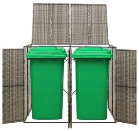 szürke polyrattan dupla kerekeskuka tárolófészer 140x80x117 cm