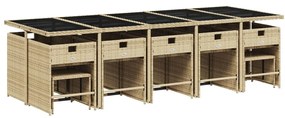vidaXL 15 részes vegyes bézs polyrattan kerti étkezőgarnitúra párnával