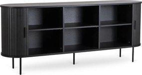 Kétajtós, tolóajtós komód 180 cm méretben, fekete színben TRISH