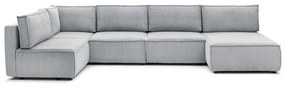 Világosszürke kordbársony sarokkanapé ("U" alakú-variálható) Nihad modular – Bobochic Paris