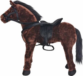 vidaXL sötétbarna álló ló plüssjáték XXL