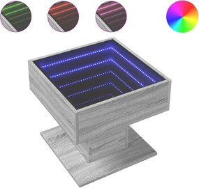 vidaXL szürke sonoma szerelt fa dohányzóasztal LED-del 50 x 50 x 45 cm