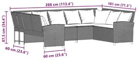 bézs polyrattan kerti kanapé párnával