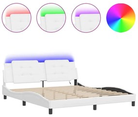fehér ágykeret LED-ekkel matrac nélkül Zadar 180 x 200 cm