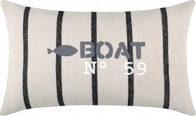 Díszpárna Boat No 59 30x50 cm fekete csíkos tengeri pamut Boho