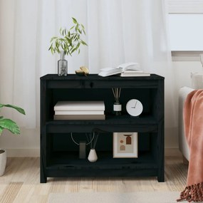 fekete tömör fenyőfa könyvszekrény 80x35x68 cm