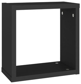 2 db fekete fali kockapolc 30 x 15 x 30 cm