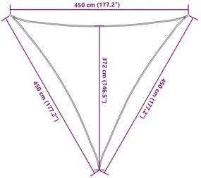szürke 100% poliészter oxford szövet napvitorla 4,5x4,5x4,5 m