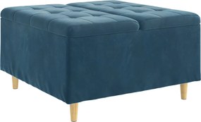 vidaXL Tároló oszmán párnával Kék 80 x 80 x 45 cm Bársony