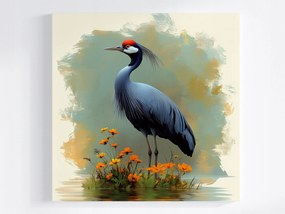 Poszter Grafika Madár Daru Virágok Természet 40x40