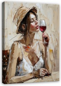 Vászonkép Nő Kalapban Bor Hálószoba Nappali Vászon Fal 100x70