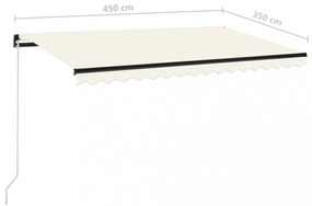 krémszínű kézzel kihúzható napellenző 450 x 350 cm