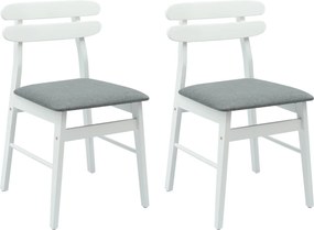 vidaXL Étkezőszék 2 pcs Fehér és Szürke Tömör Gumi Fa