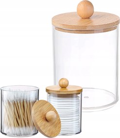 Fürdőszobai Tároló Pálcikák És Vattakorongok Rendszerezője Bambusz Fedéllel