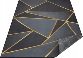 Szőnyeg Fekete-arany 300X200 CM Csúszásgátló Modern Fekete Arany Loft