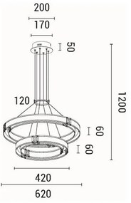 LED Csillár zsinóron LED/62W/230V 3000K 62x120 cm
