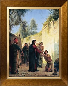 Jézus Meggyógyítja A Vakot Vászonkép Arany Díszkeretben 30X40