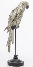Tropical fekete csőrös krémbarna kakadu papagáj szobor fekete állványon 36x9,5x9,5cm