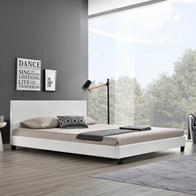 [corium] Franciágy Barcelona HTB-801 műbőr ágykeret kárpitozott design ágy 180 x 200 cm fehér