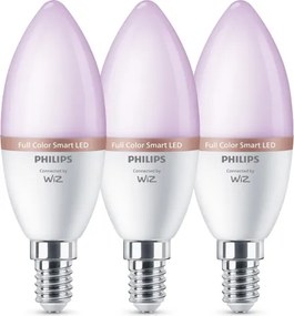 3 darabos szett RGB LED dimmelhető izzó Philips SMART C37 E14/4,9W/230V 2200-6500K