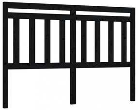 fekete tömör fenyőfa ágyfejtámla 146 x 4 x 100 cm