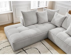Világosszürke zsenília sarokkanapé (jobb oldali-L alakú) Whesley – Bobochic Paris