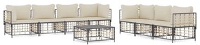 8 részes antracitszürke polyrattan kerti ülőgarnitúra párnákkal