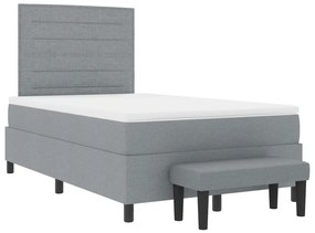 Box Spring Ágy Matraccal és Pad Világosszürke 120x190 cm Szövet