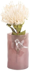 Rózsaszín üveg váza (magasság 15 cm) Bird On Branch – PT LIVING