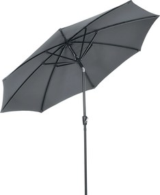 Outsunny Ø300x252 cm Kerti Ernyő Terasz Napernyő Forgatható Magasságú Tetővel és 8 Fémbordával a Teraszhoz és Balkontól Kinti Szürke | Aosom