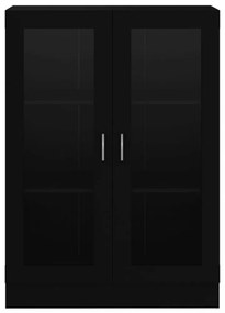 fekete szerelt fa vitrinszekrény 82,5 x 30,5 x 115 cm