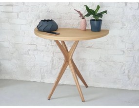 Kerek bővíthető étkezőasztal kőrisfa dekoros asztallappal 45x90 cm Jubi – Ragaba