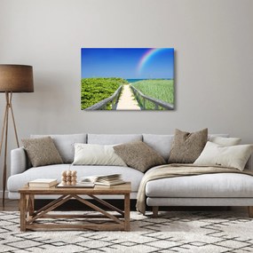 Kép - Tájkép és a szivárvány (90x60 cm)