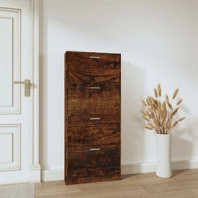 füstös tölgy színű szerelt fa cipősszekrény 59x17x150 cm