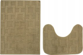 2 részes Puha Fürdőszobai Szőnyeg Wc Alá Bézs Szett
