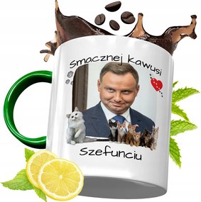 Zöld Bögre Andrzej Duda Elnök Ajándék Nyomtatott Fotóval