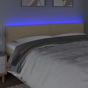 krémszínű szövet LED-es fejtámla 180x5x78/88 cm
