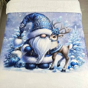 Karácsonyi takaró mikroplüss bárányból, manókék150x200cm TiaHome