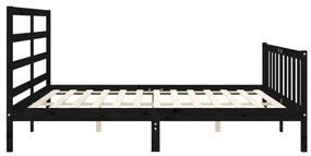 fekete tömör fa ágykeret fejtámlával 200 x 200 cm