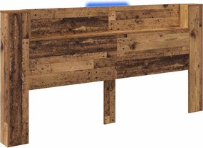 vidaXL Fejtámla LED -es lámpákkal Öreg fa 200 x 15 x 103,5 cm Faanyag